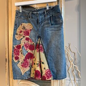 Express NWT Vintage Floral Patchwork Denim Skirt waist 14/15 in